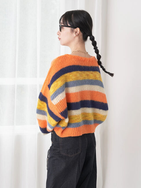 earth music&ecology「ヘアリーボーダーニットプルオーバー」|ニット・セーター|