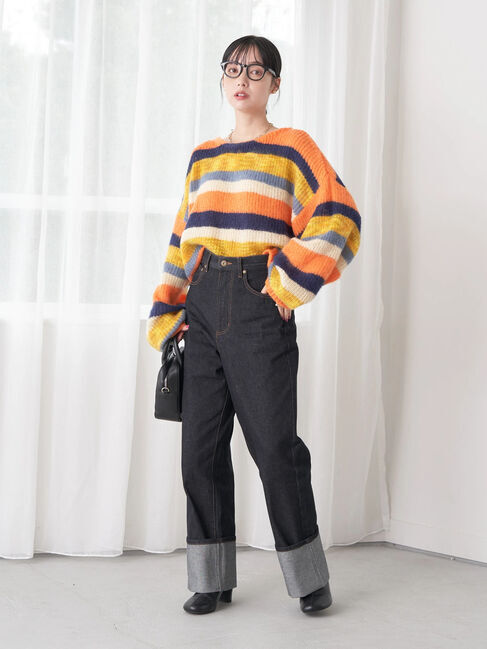 earth music&ecology「ヘアリーボーダーニットプルオーバー」|ニット・セーター|