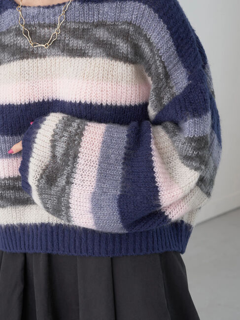 earth music&ecology「ヘアリーボーダーニットプルオーバー」|ニット・セーター|