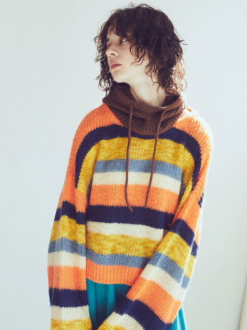 earth music&ecology「ヘアリーボーダーニットプルオーバー」|ニット・セーター|