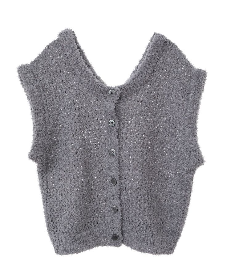 earth music&ecology「ファンシーヤーンベスト」|ベスト・ジレ|Charcoal Gray