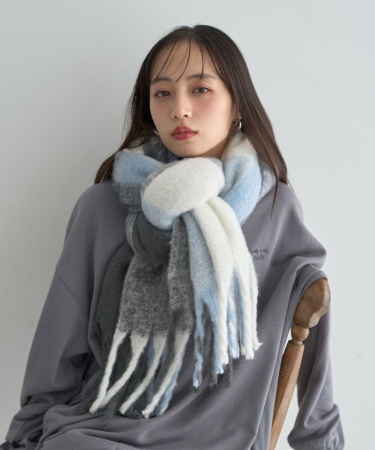 earth music&ecology「ブロックチェックマフラー」|マフラー|