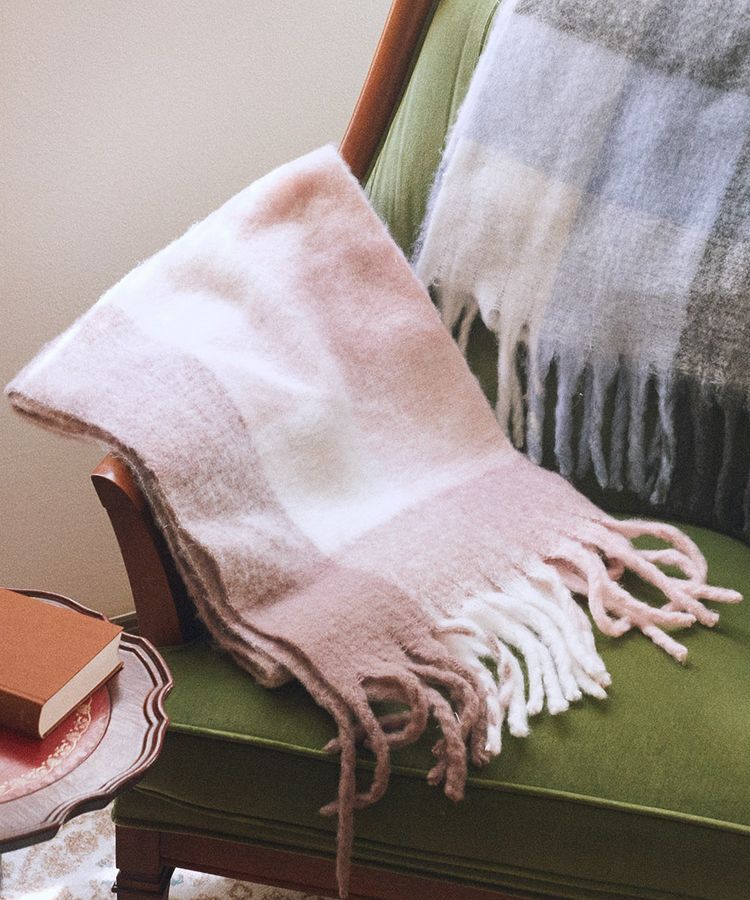 earth music&ecology「ブロックチェックマフラー」|マフラー|Pink