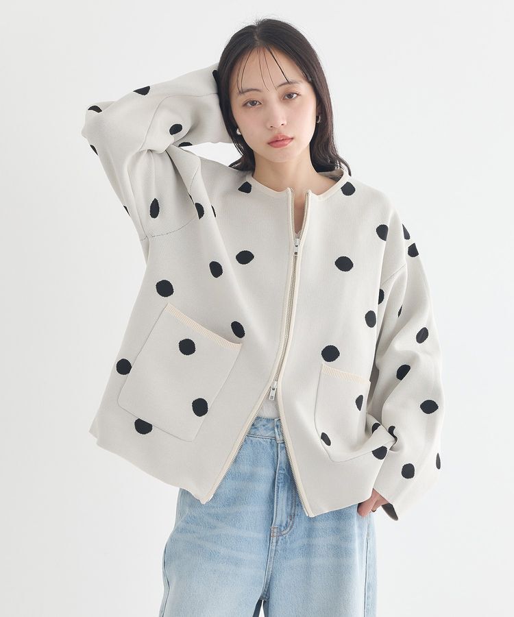 earth music&ecology「ダブルジップドットカーディガン」|カーディガン|