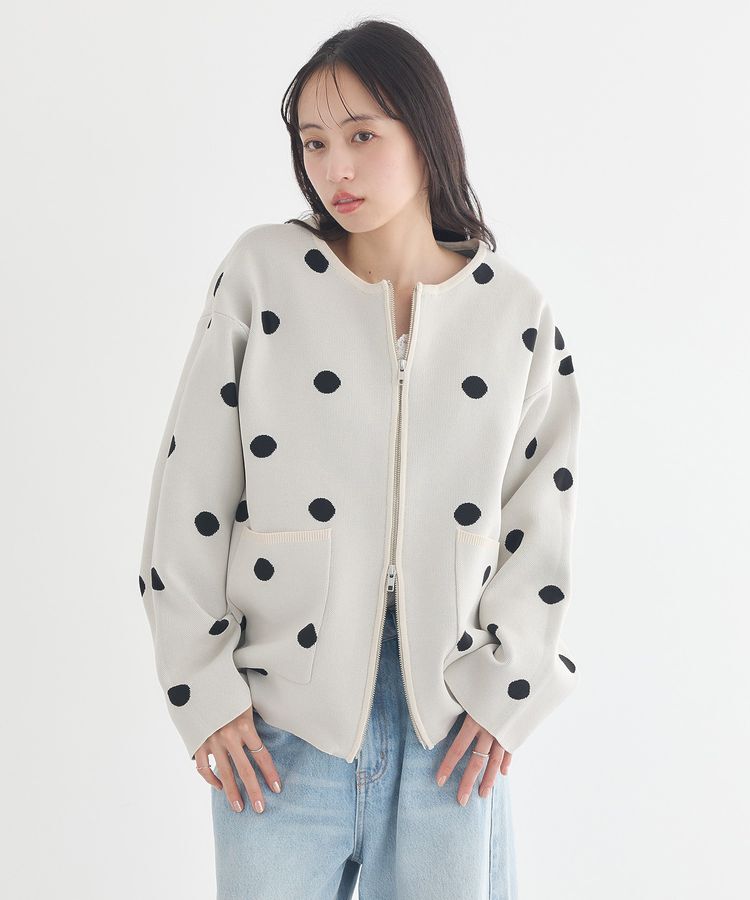 earth music&ecology「ダブルジップドットカーディガン」|カーディガン|