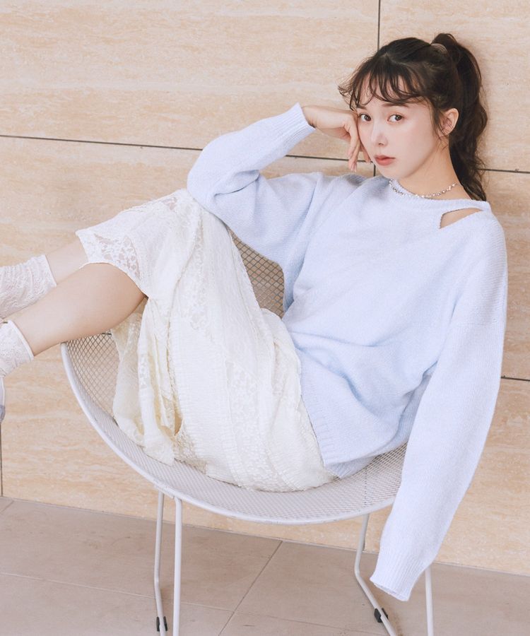 earth music&ecology「サイドリボンカシュクールニット」|ニット・セーター|