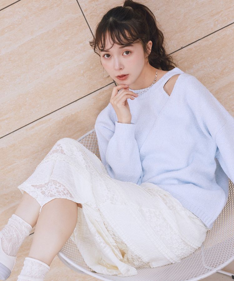 earth music&ecology「サイドリボンカシュクールニット」|ニット・セーター|Sax