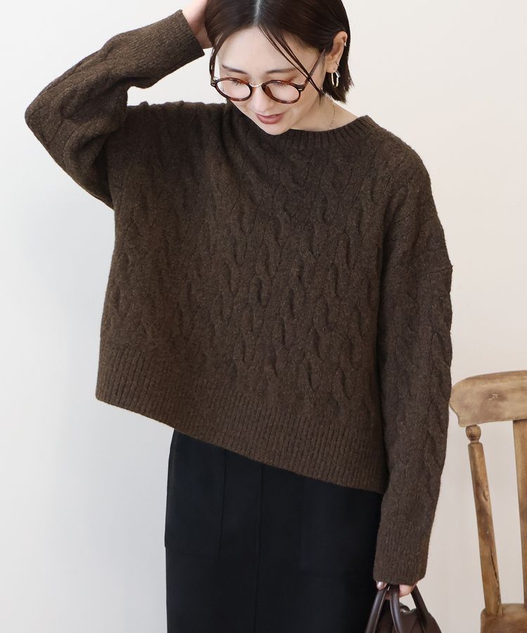 AMERICAN HOLIC「ミドルゲージケーブルニットプルオーバー」|ニット・セーター|Brown