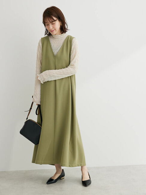 Green Parks「・RAY　CASSIN　Vネックジャンスカ」|ワンピース|カーキ