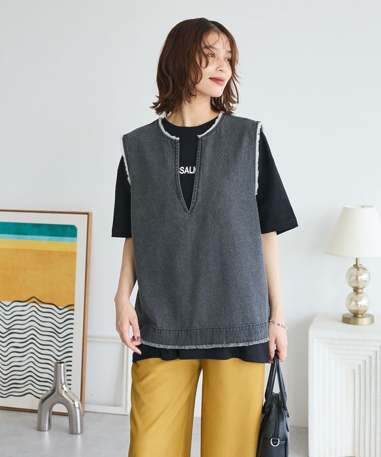 Green Parks「フリンジ付きデニムベスト」|ベスト・ジレ|