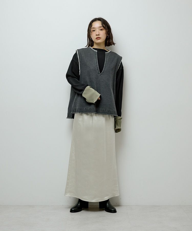 Green Parks「フリンジ付きデニムベスト」|ベスト・ジレ|