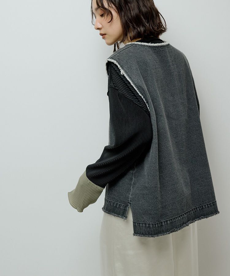 Green Parks「フリンジ付きデニムベスト」|ベスト・ジレ|
