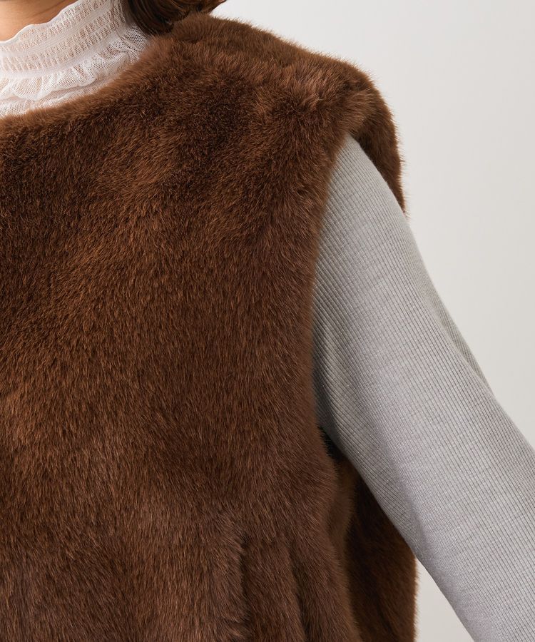 Green Parks「・ELENCARE DUE フォックス調ファーベスト」|ベスト・ジレ|