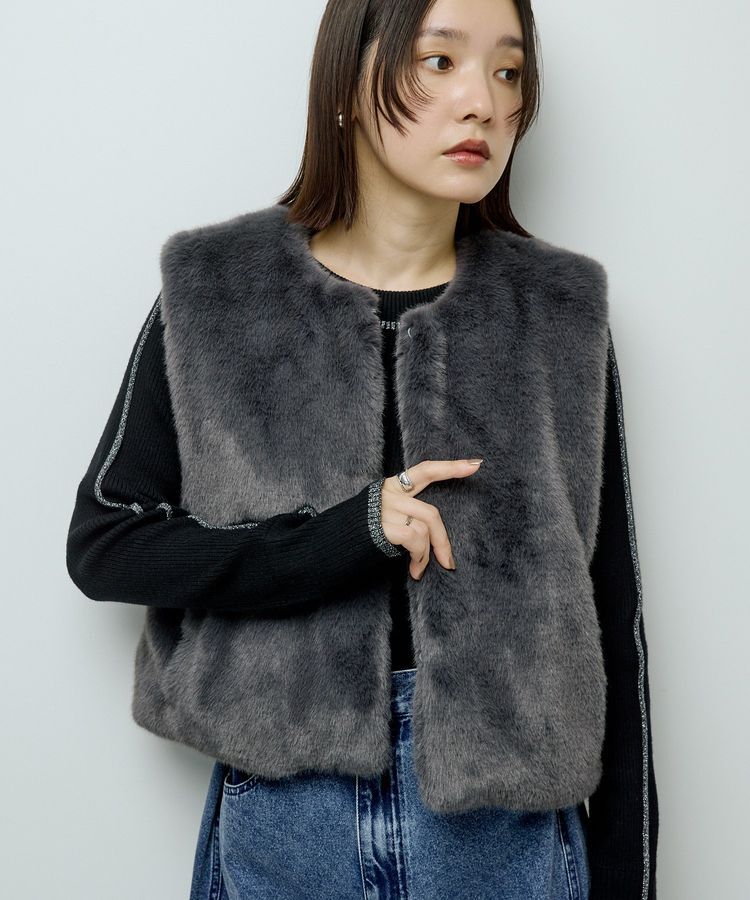 Green Parks「・ELENCARE DUE フォックス調ファーベスト」|ベスト・ジレ|