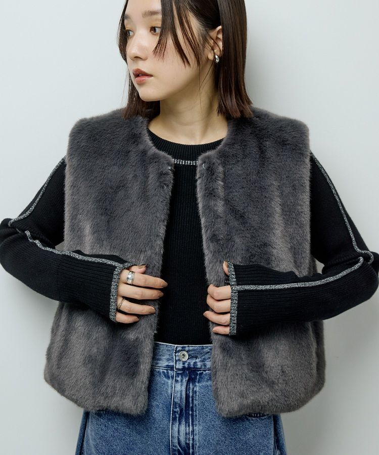 Green Parks「・ELENCARE DUE フォックス調ファーベスト」|ベスト・ジレ|