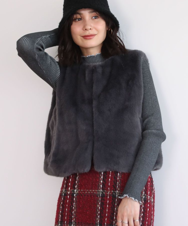 Green Parks「・ELENCARE DUE フォックス調ファーベスト」|ベスト・ジレ|