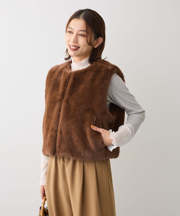 Green Parks「・ELENCARE DUE フォックス調ファーベスト」|ベスト・ジレ|
