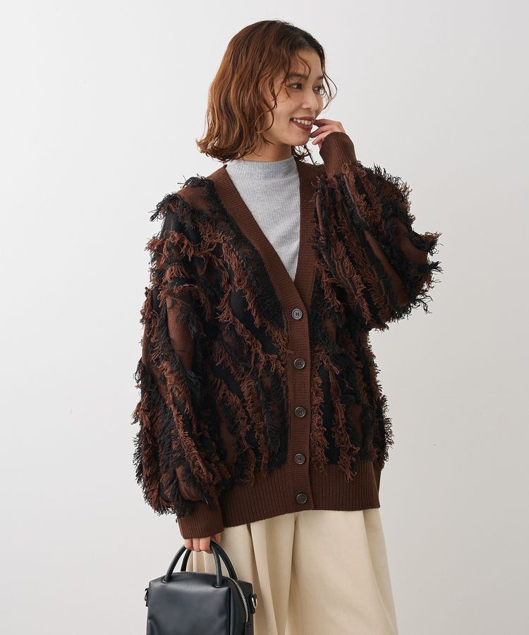 Green Parks「・ELENCARE DUE フリンジジャカードカーディガン」|カーディガン|