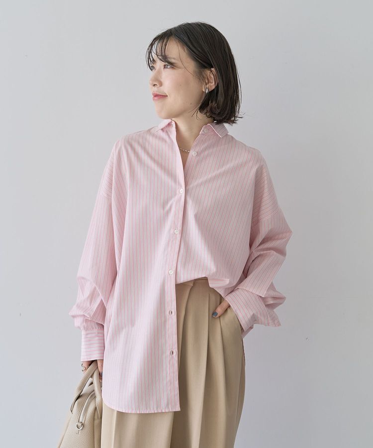 Green Parks「イージーケア抜け衿シャツ」|シャツ・ブラウス|Stripe Pink