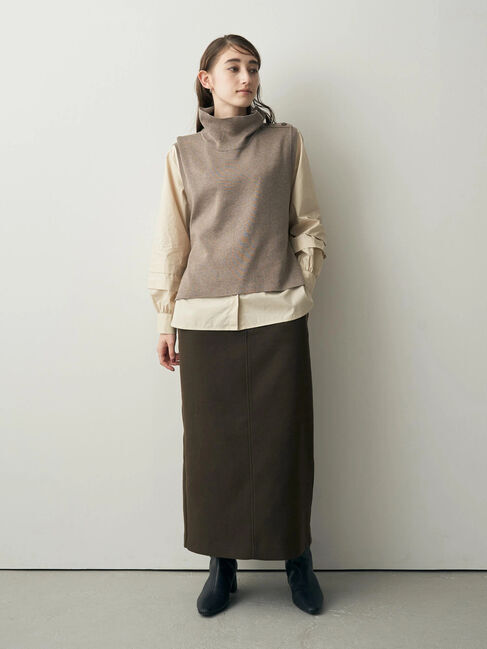 YECCA VECCA「シャツレイヤードニットベスト」|シャツ・ブラウス|