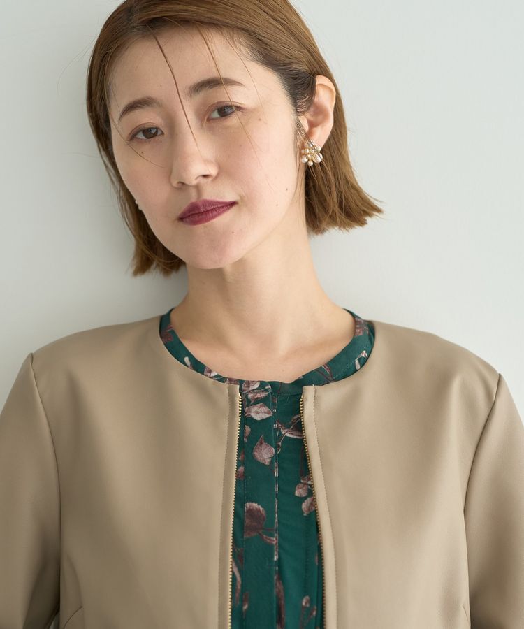 YECCA VECCA「ノーカラーライダースジャケット」|テーラードジャケット|