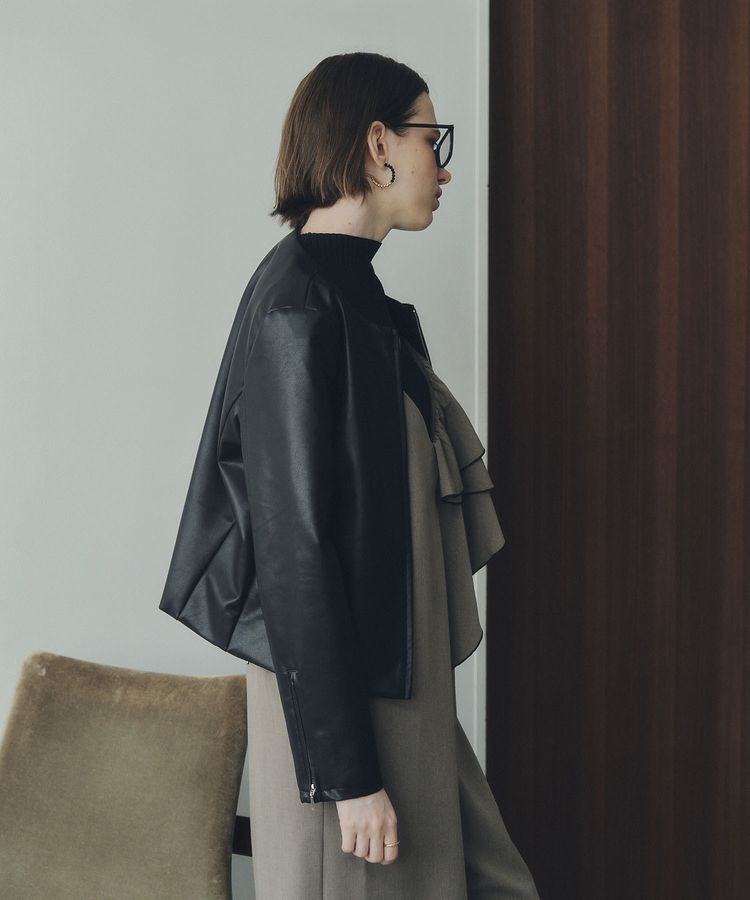 YECCA VECCA「ノーカラーライダースジャケット」|テーラードジャケット|