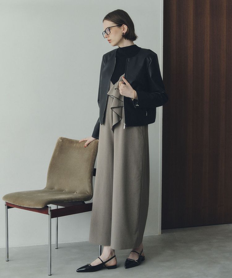 YECCA VECCA「ノーカラーライダースジャケット」|テーラードジャケット|