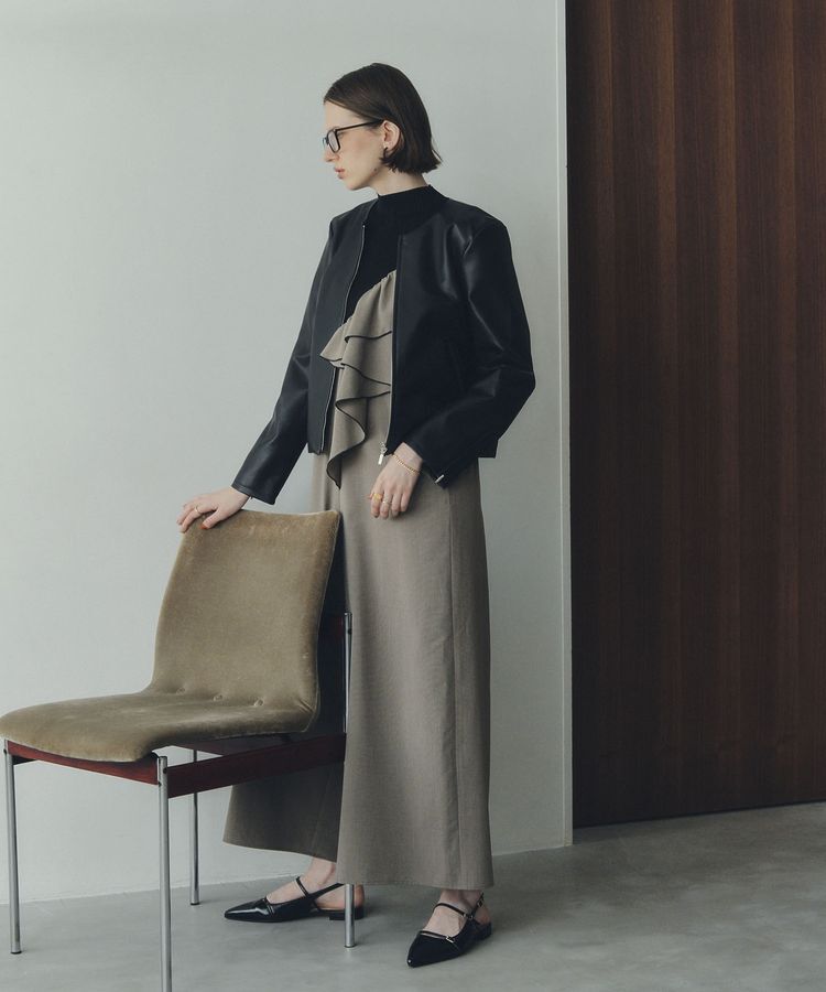 YECCA VECCA「ノーカラーライダースジャケット」|テーラードジャケット|