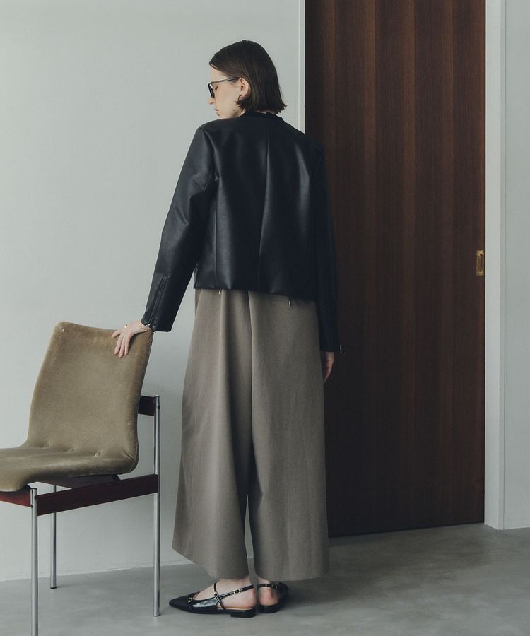 YECCA VECCA「ノーカラーライダースジャケット」|テーラードジャケット|