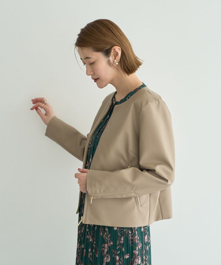 YECCA VECCA「ノーカラーライダースジャケット」|テーラードジャケット|