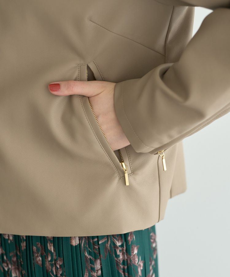 YECCA VECCA「ノーカラーライダースジャケット」|テーラードジャケット|