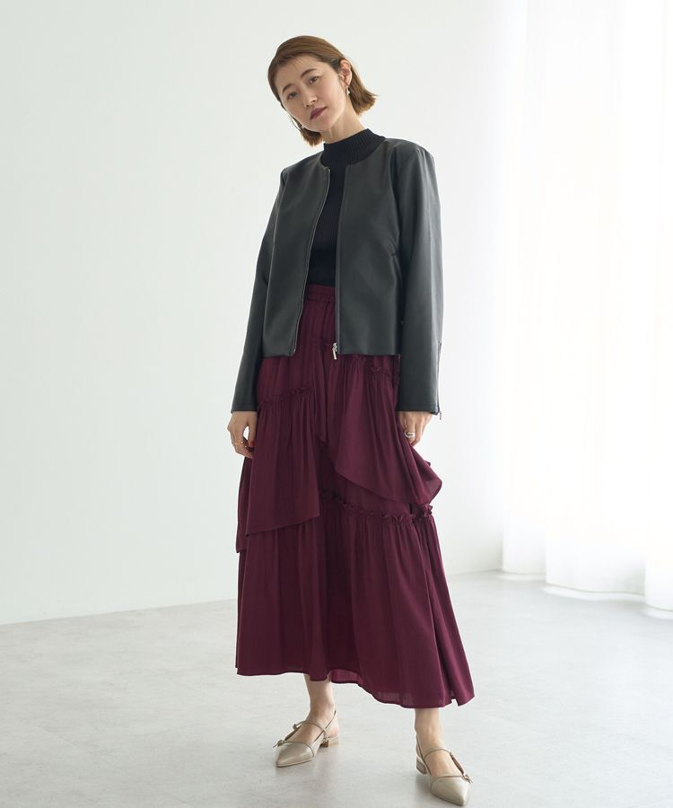 YECCA VECCA「ノーカラーライダースジャケット」|テーラードジャケット|