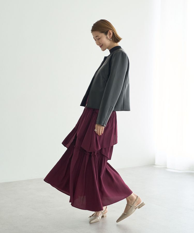 YECCA VECCA「ノーカラーライダースジャケット」|テーラードジャケット|