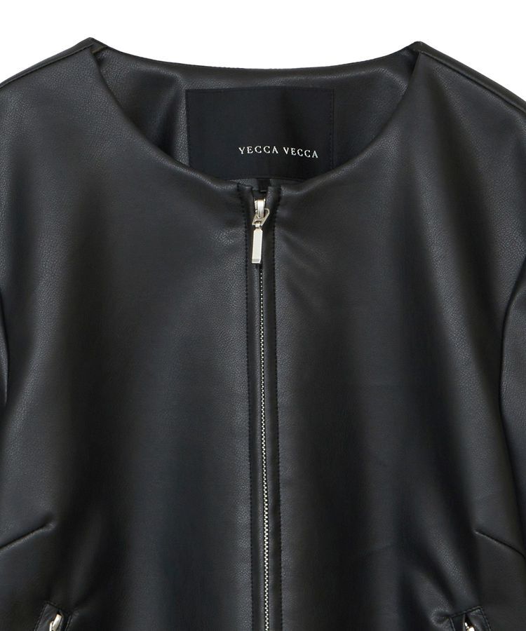 YECCA VECCA「ノーカラーライダースジャケット」|テーラードジャケット|