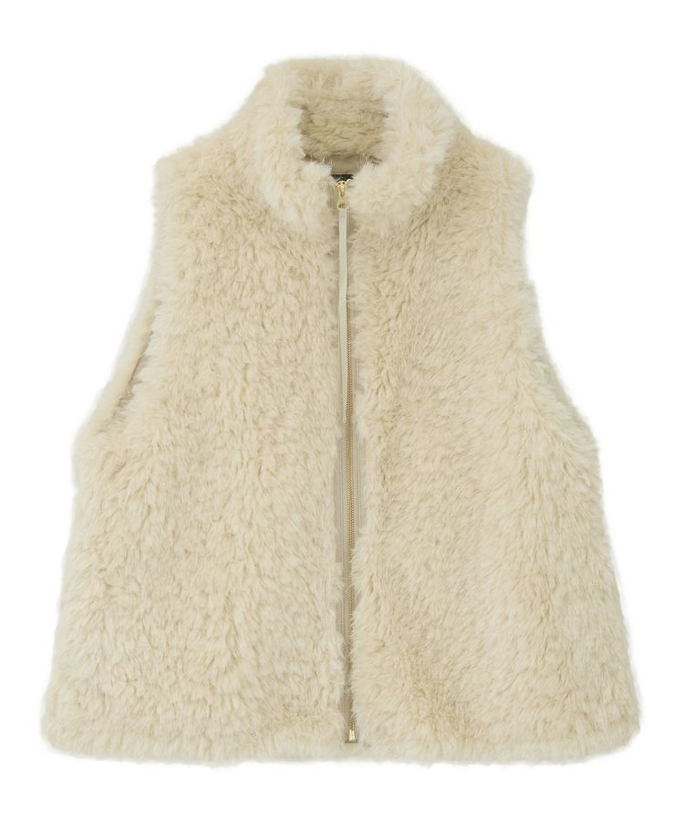 YECCA VECCA「カーリーファーZIPジレ」|ベスト・ジレ|