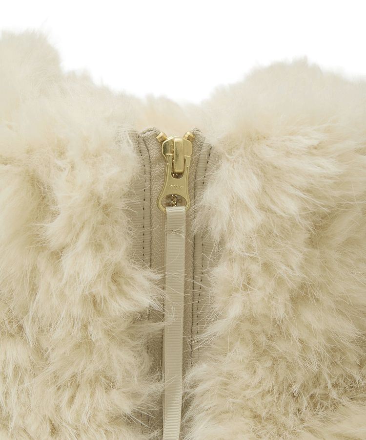 YECCA VECCA「カーリーファーZIPジレ」|ベスト・ジレ|