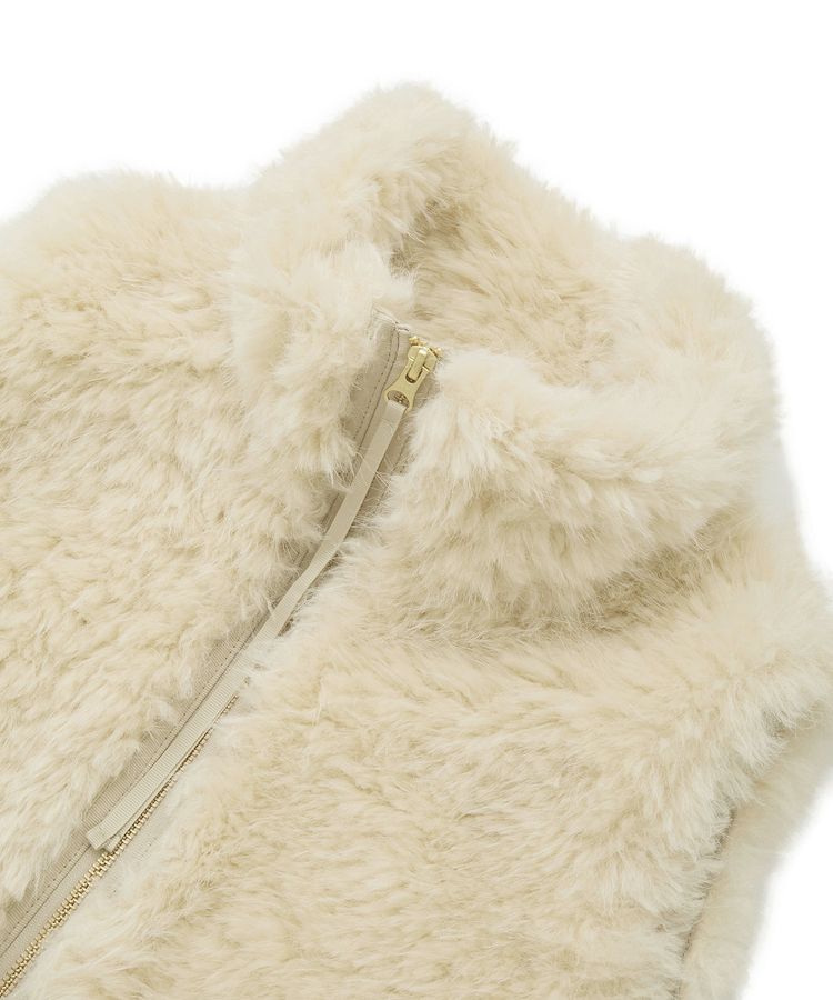 YECCA VECCA「カーリーファーZIPジレ」|ベスト・ジレ|