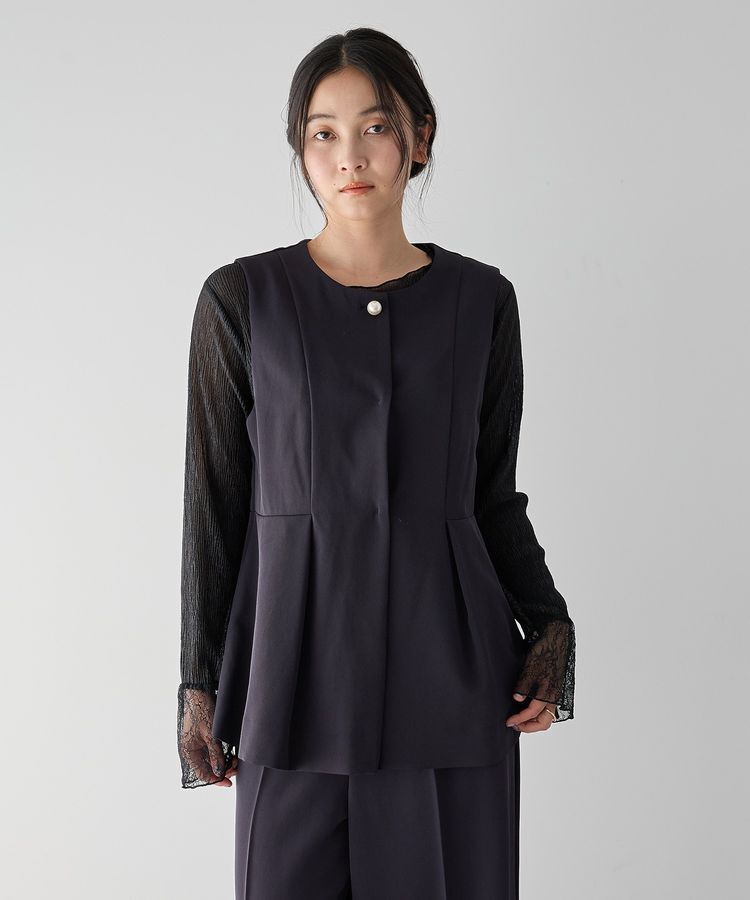 YECCA VECCA「パールペプラムジレ」|ベスト・ジレ|