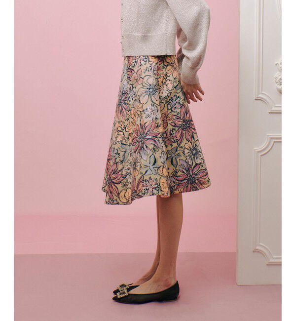 LOULOU WILLOUGHBY「【LOULOU WILLOUGHBY】MALHIAフラワージャガードフレアスカート」|フレア|