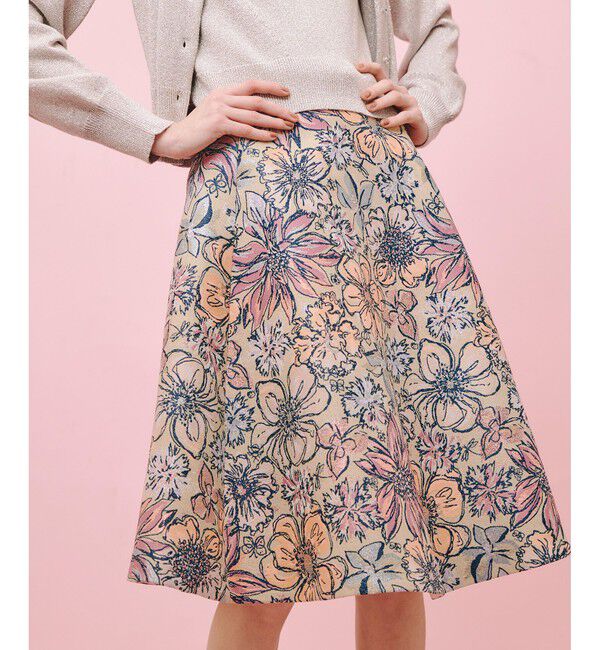 LOULOU WILLOUGHBY「【LOULOU WILLOUGHBY】MALHIAフラワージャガードフレアスカート」|フレア|