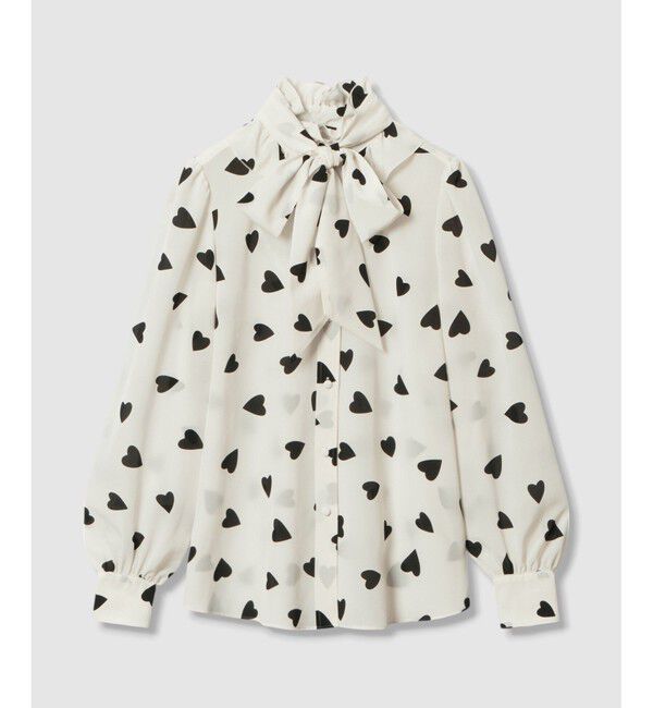 LOULOU WILLOUGHBY「WEB限定【LOULOU WILLOUGHBY】デシンハートプリントボウタイブラウス」|シャツ・ブラウス|
