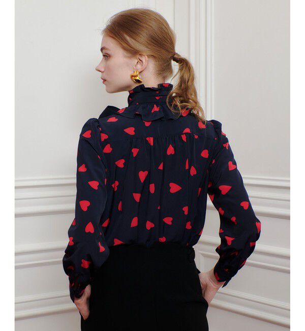 LOULOU WILLOUGHBY「WEB限定【LOULOU WILLOUGHBY】デシンハートプリントボウタイブラウス」|シャツ・ブラウス|