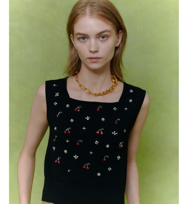 LOULOU WILLOUGHBY「【LOULOU WILLOUGHBY】CHERRYビジュータンク」|ニット・セーター|