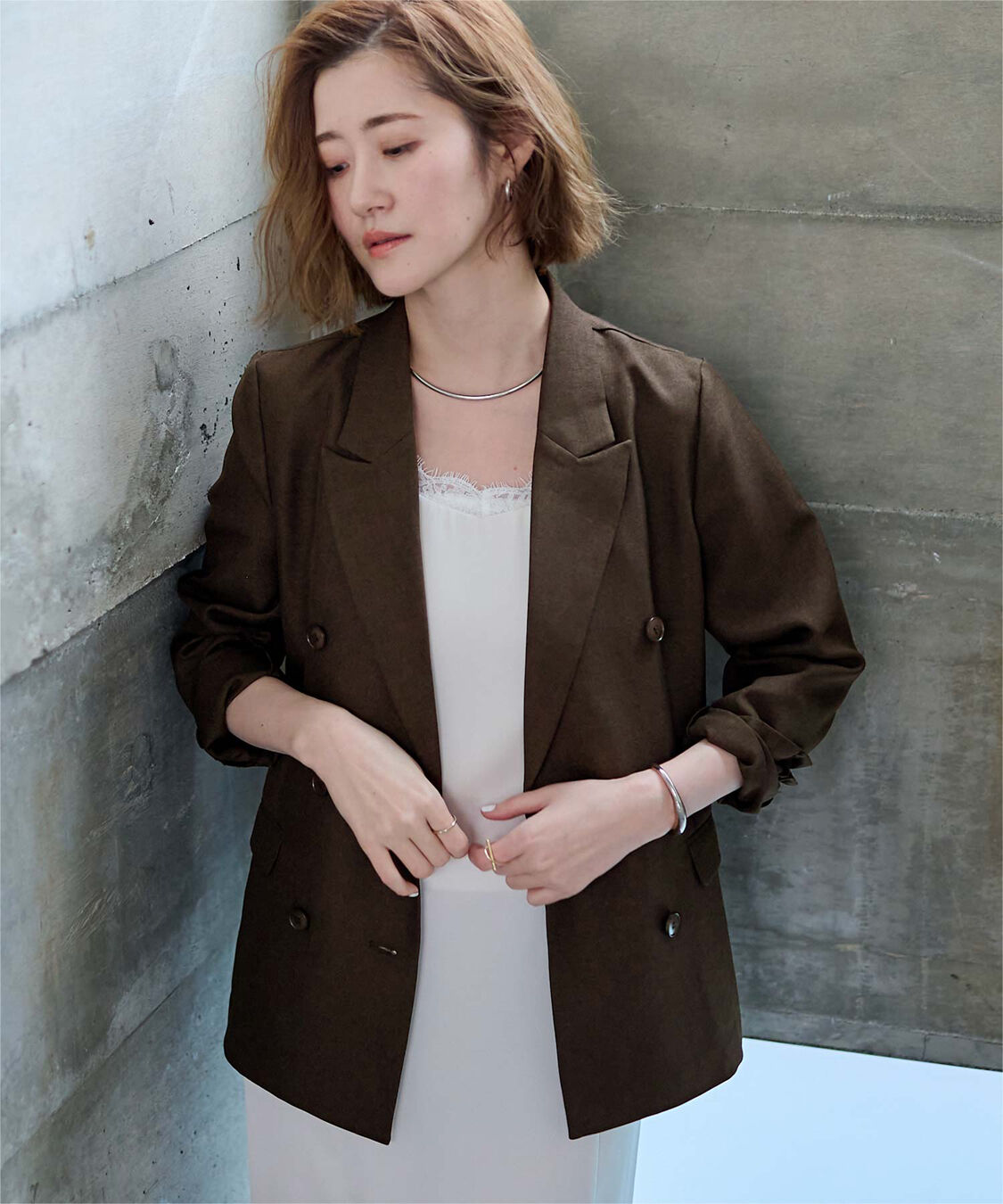 ur's「リネンライクダブルブレストジャケット」|テーラードジャケット|