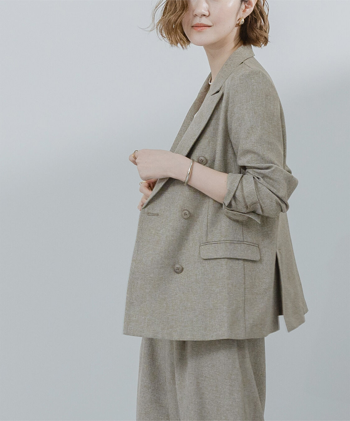 ur's「リネンライクダブルブレストジャケット」|テーラードジャケット|