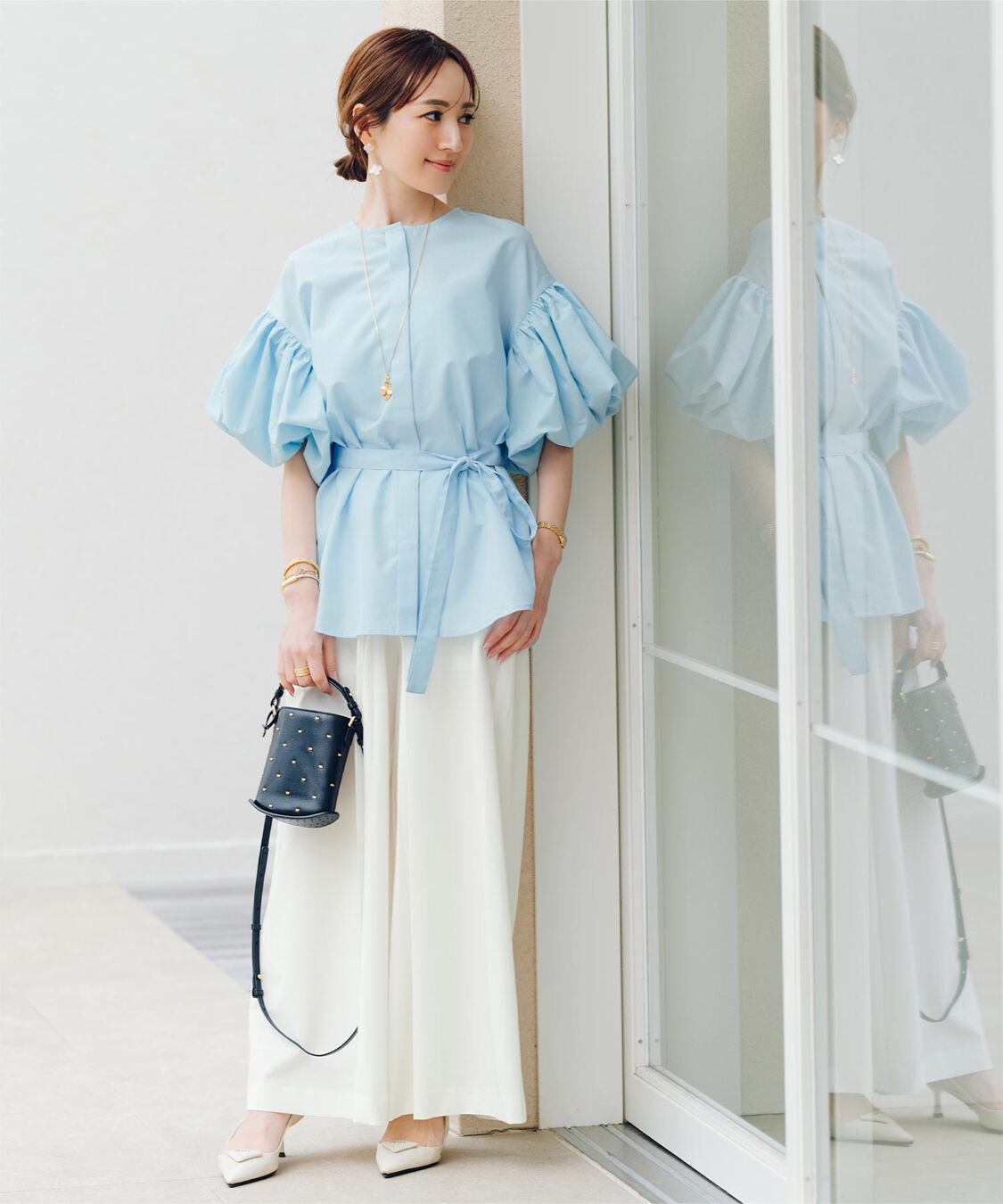 ur's「【星玲奈さんコラボアイテム】フロントタックハイウエストワイドパンツ」|スラックス|