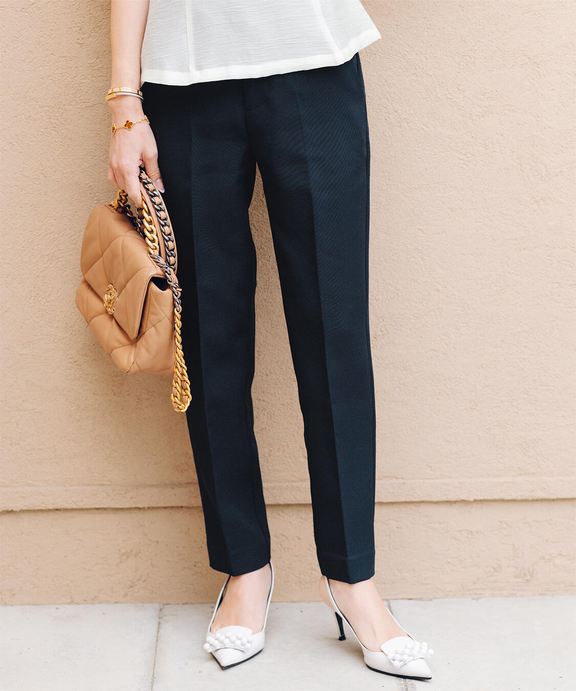 ur's「【星玲奈さんコラボアイテム】ハイウエストスリムパンツ」|スラックス|ネイビー