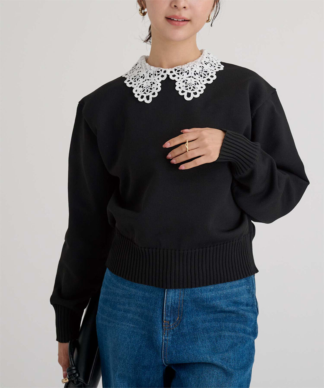 ur's「襟付きニットプルオーバー」|ニット・セーター|ブラック