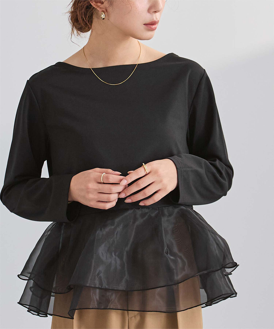 ur's「チュールドッキングペプラムプルオーバー」|Tシャツ・カットソー|