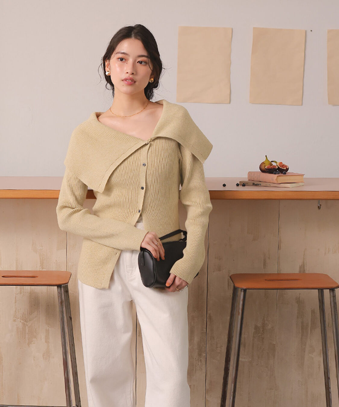 titivate「アシンメトリーオフショルダーニットトップス」|ニット・セーター|